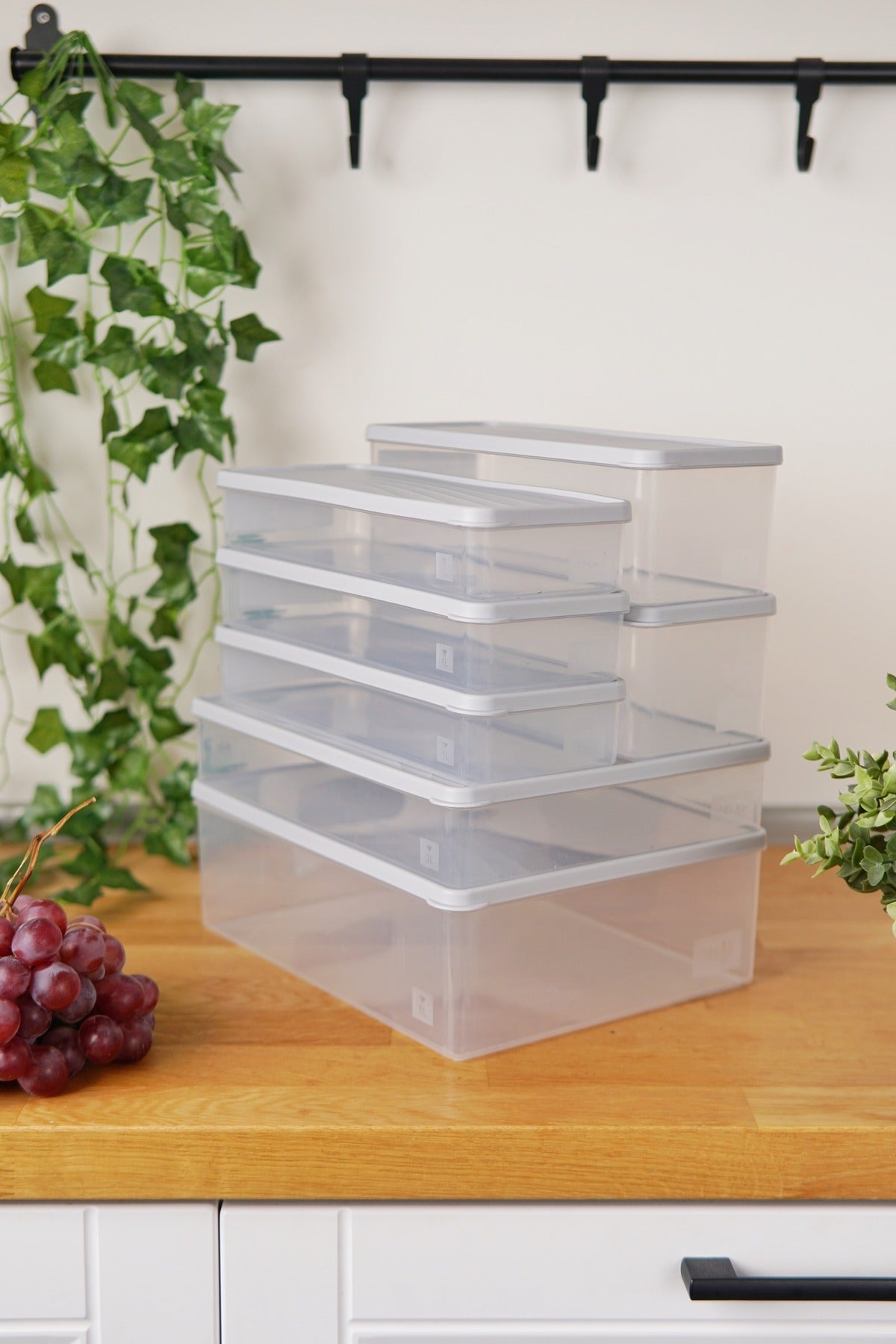 Derin Dondurucu Saklama Kabı 7'li Set (5 Lt + 3 Lt + 2 x 2 Lt + 3 x 1 Lt), Gri