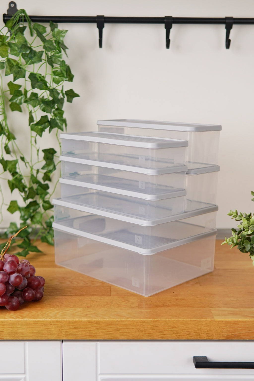 Derin Dondurucu Saklama Kabı 7'li Set (5 Lt + 3 Lt + 2 x 2 Lt + 3 x 1 Lt), Gri
