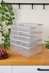 Derin Dondurucu Saklama Kabı 7'li Set (5 Lt + 3 Lt + 2 x 2 Lt + 3 x 1 Lt), Gri