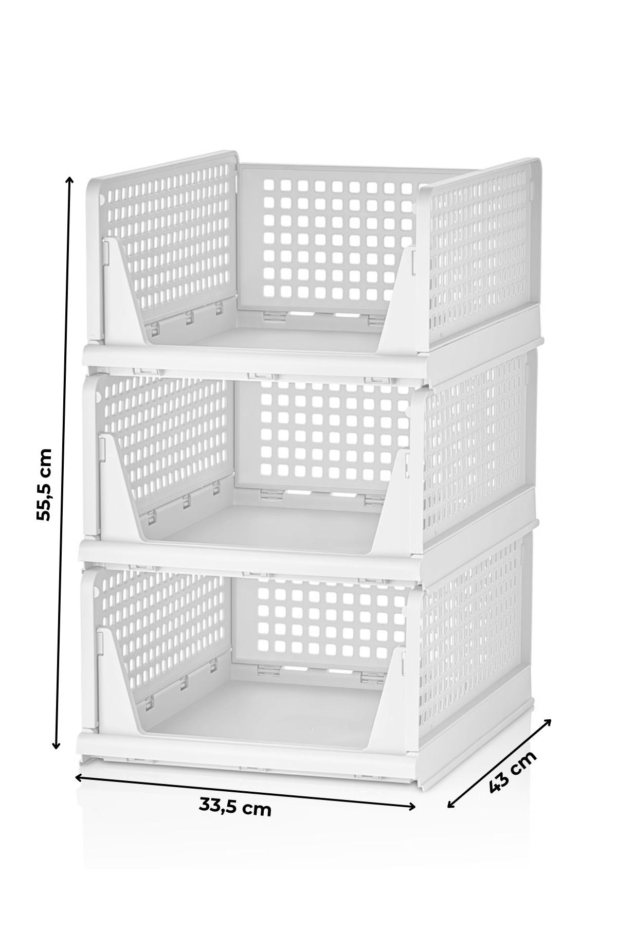 3'lü Beyaz Modüler Raf Seti – Kayar Mekanizmalı Dolap İçi Düzenleyici