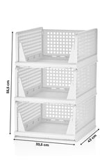 3'lü Beyaz Modüler Raf Seti – Kayar Mekanizmalı Dolap İçi Düzenleyici