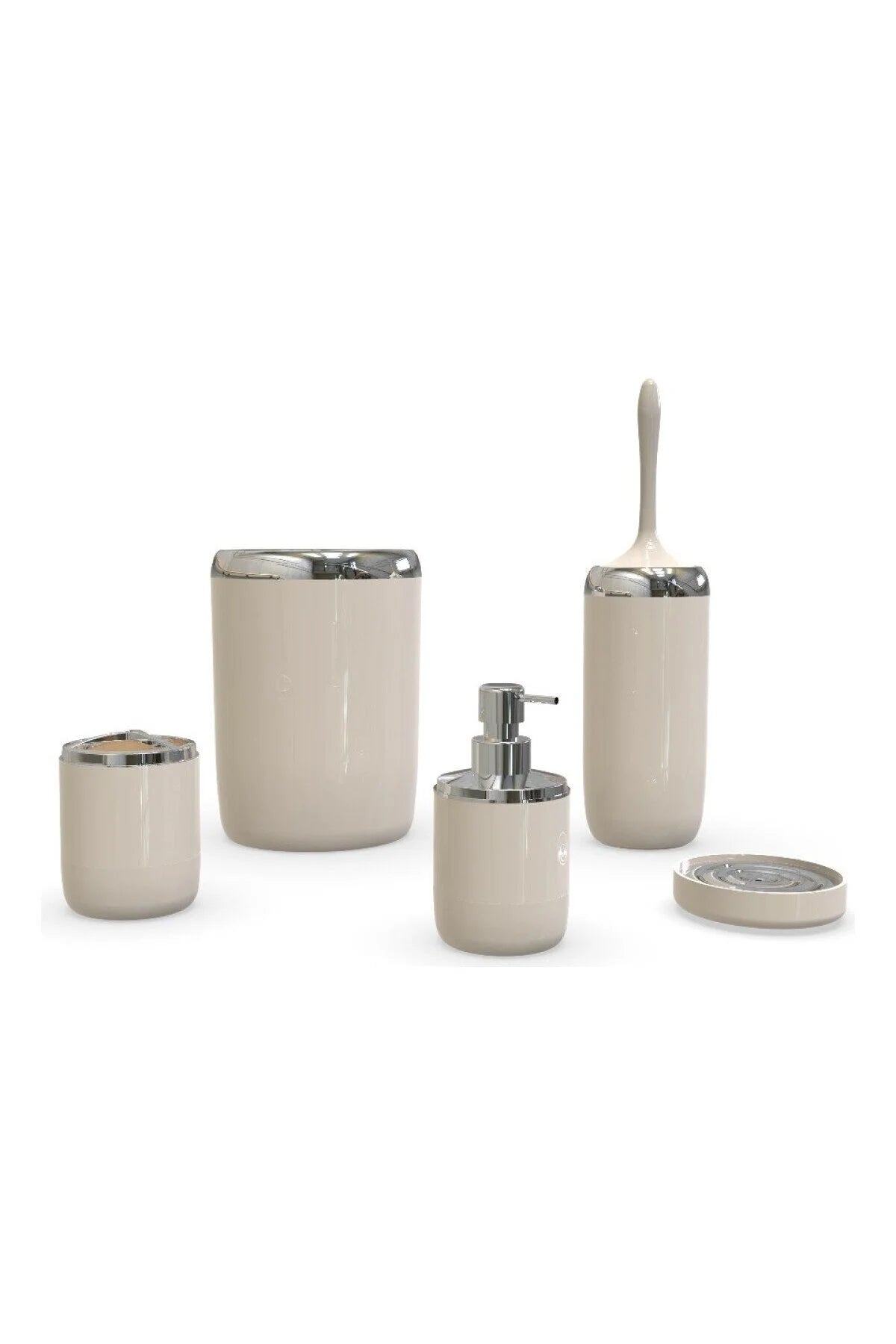 Lima XL Krom Dekorlu Banyo Seti Bej