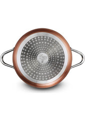 Brioni Copperfield 22 cm yanmaz yapışmaz basık tencere, bakır görünümde, modern tasarım