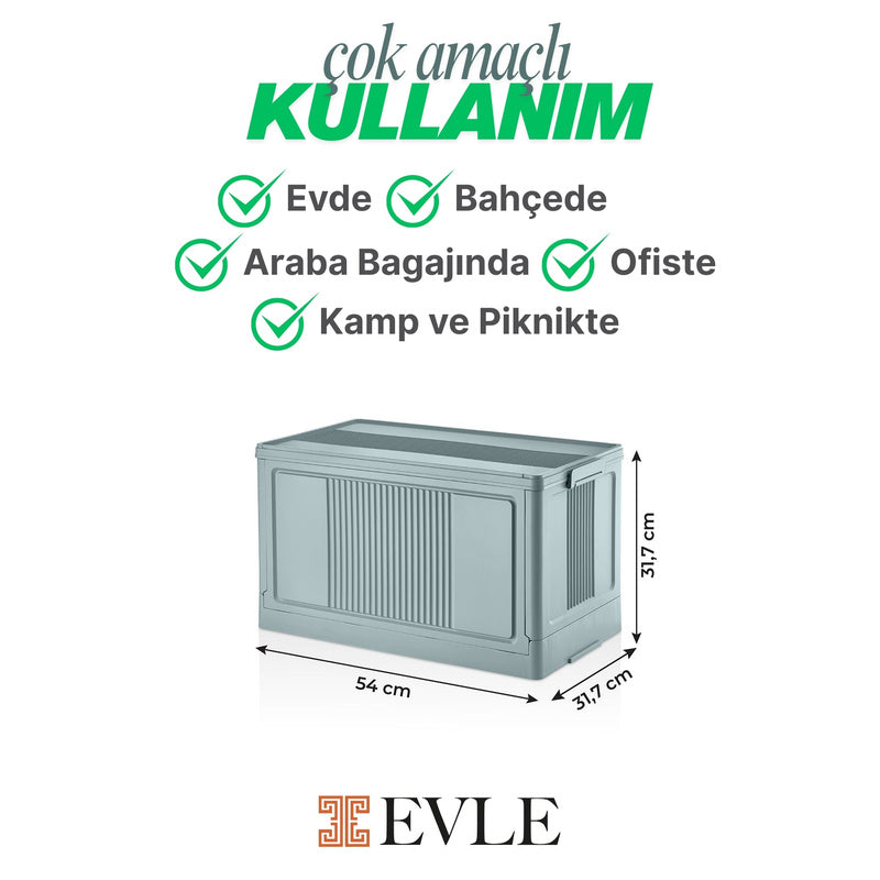 Evle Çok Amaçlı Modüler Kasa, İstiflenebilir Organizer Düzenleyici 55 lt, 54 x 31, 7 x 31, 7 cm, Toprak