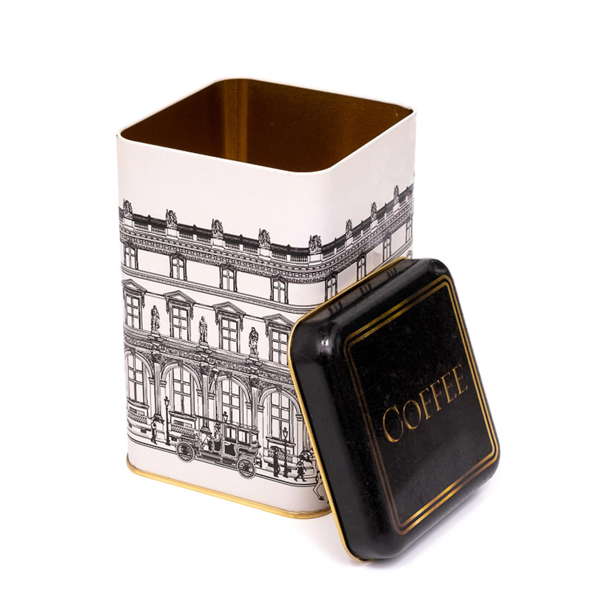 Evle Er022-7a Elegance Coffee Desenli Kare Metal Saklama Kabı 11x11 Cm