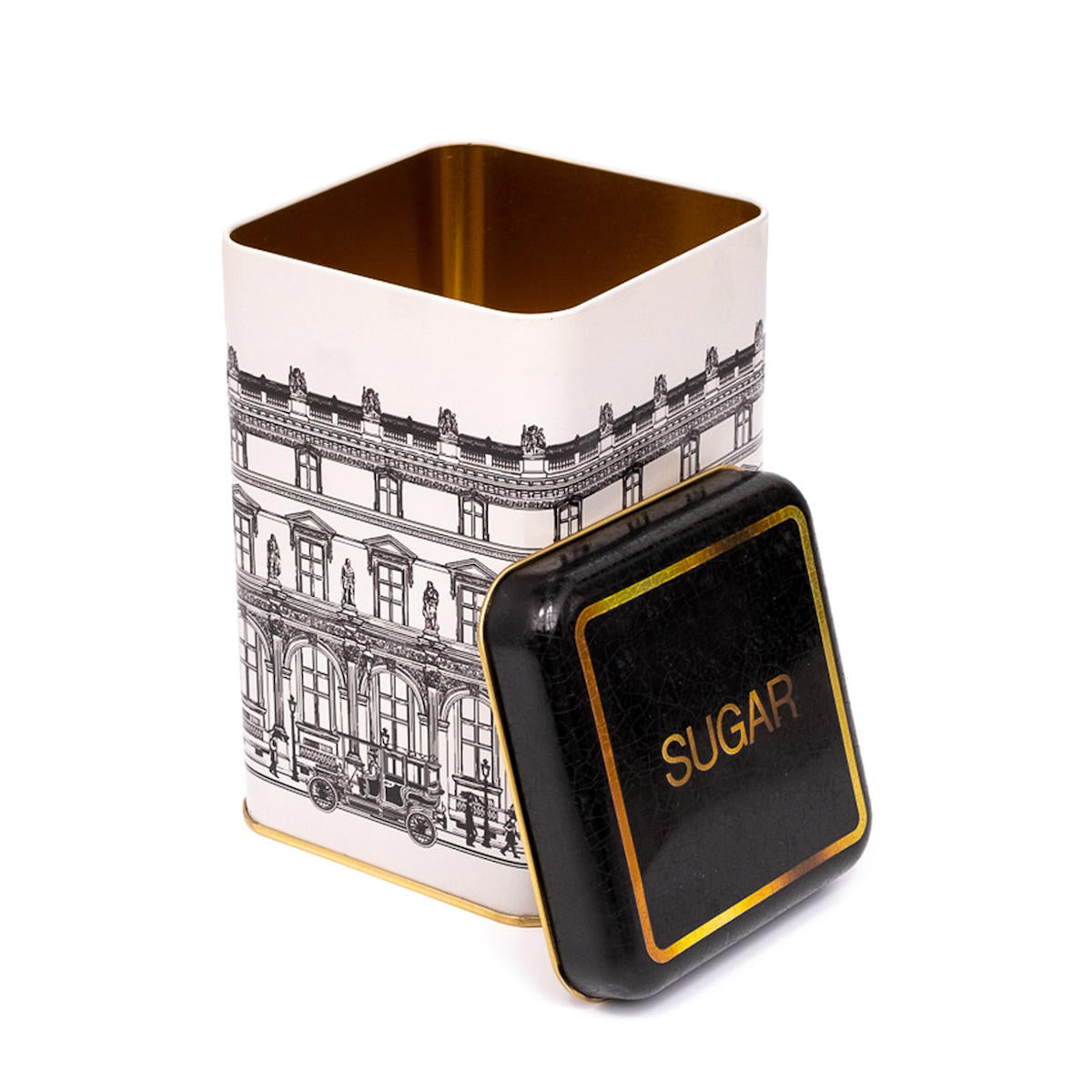 Evle Er022-7a Elegance Coffee Desenli Kare Metal Saklama Kabı 11x11 Cm