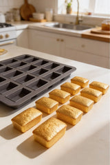 15 Gözlü Silikon Mini Kek Kalıbı – Dikdörtgen Mini Baton Kalıp, Yapışmaz (24,5 x 24,5 cm)