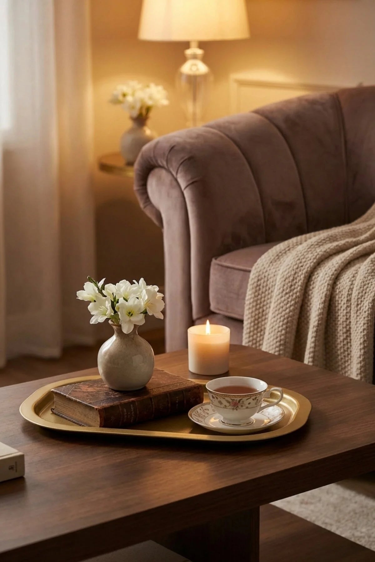 2 Parça Baton Gold Renk Metal Sunum Tepsisi, Altın Renk Servis Tepsisi, Sunumluk