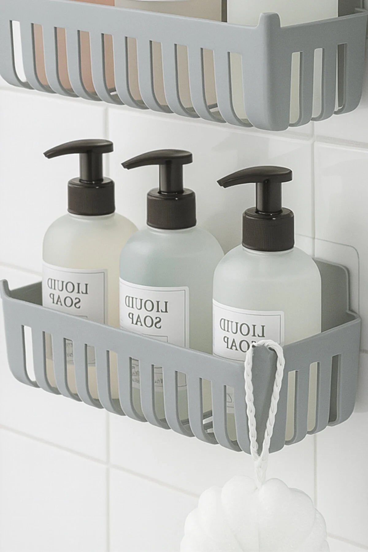 Deby 2'li Yapışkanlı Banyo Rafı Gri