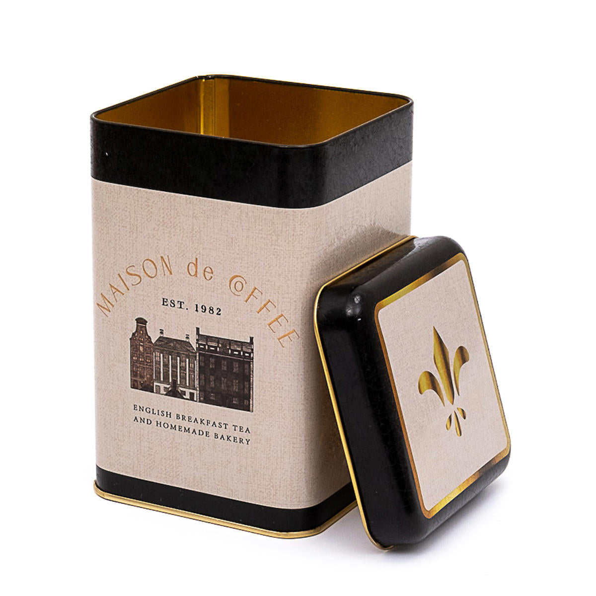 Evle Er022-7a Elegance Coffee Desenli Kare Metal Saklama Kabı 11x11 Cm