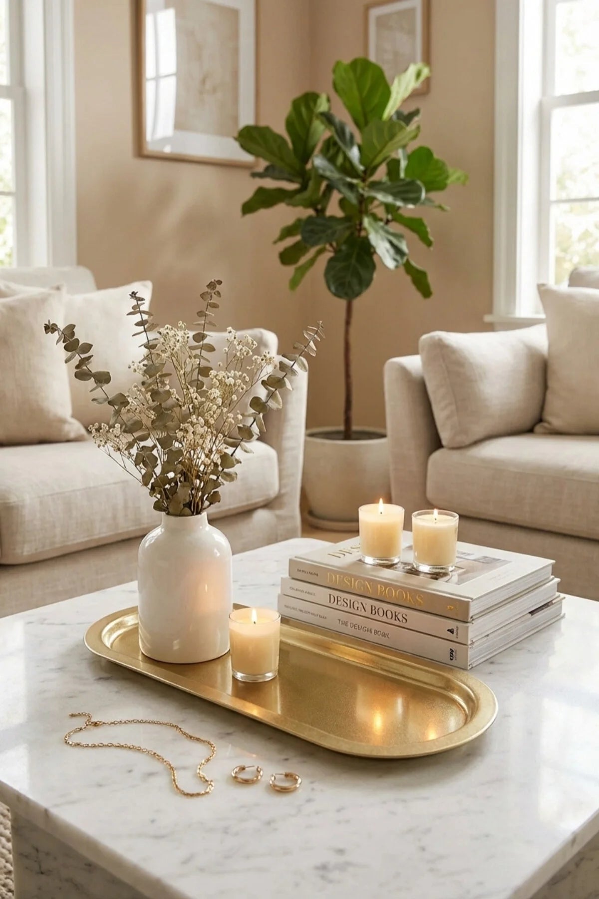 2 Parça Baton Gold Renk Metal Sunum Tepsisi, Altın Renk Servis Tepsisi, Sunumluk