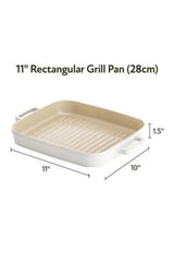 Fika Dikdörtgen Grill Tava 28 cm, bej renk, alüminyum, ızgara yüzeyli, kare şekilli