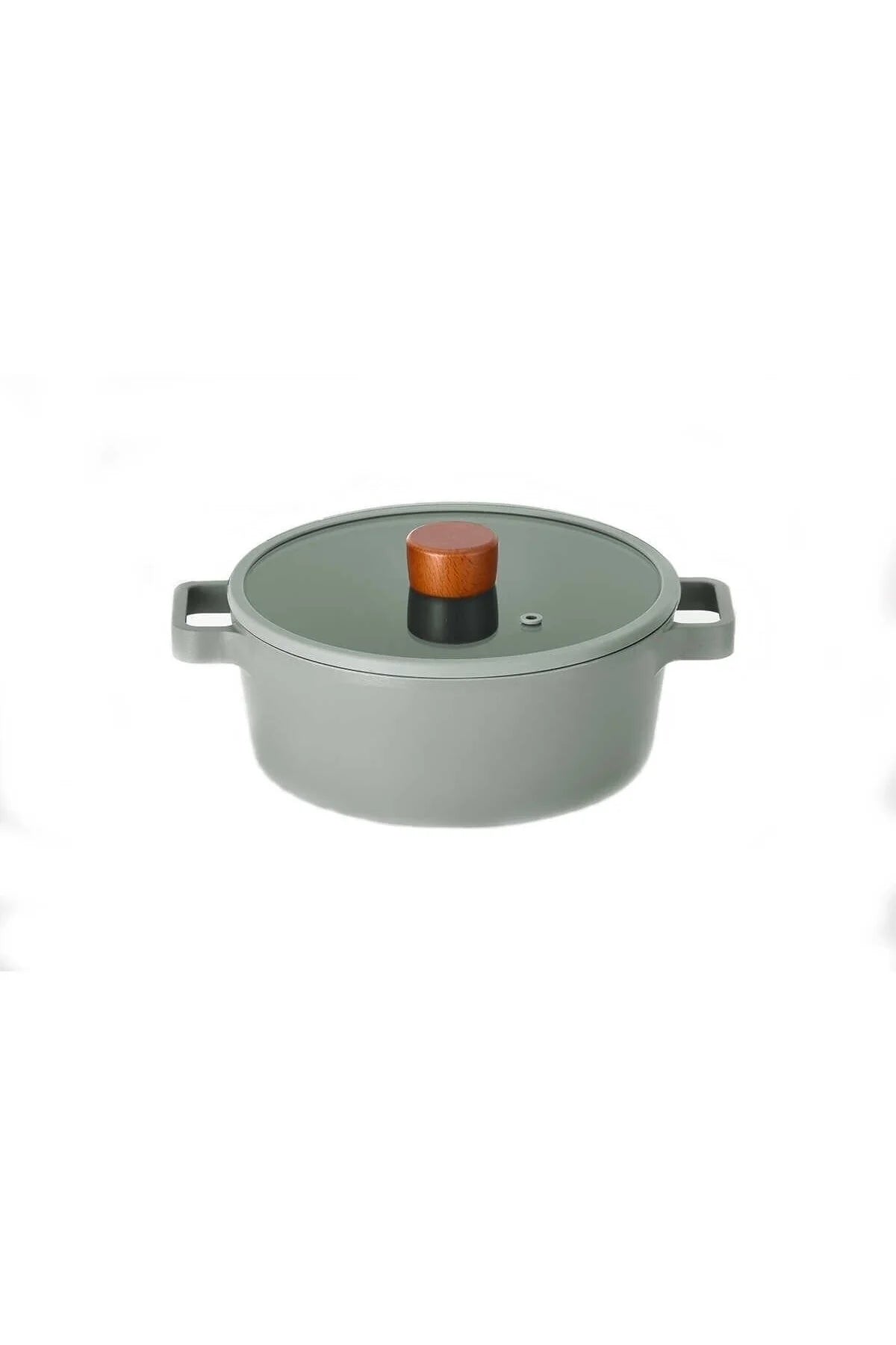 Fika Cam Kapaklı Alüminyum Döküm Tencere 22cm Gri