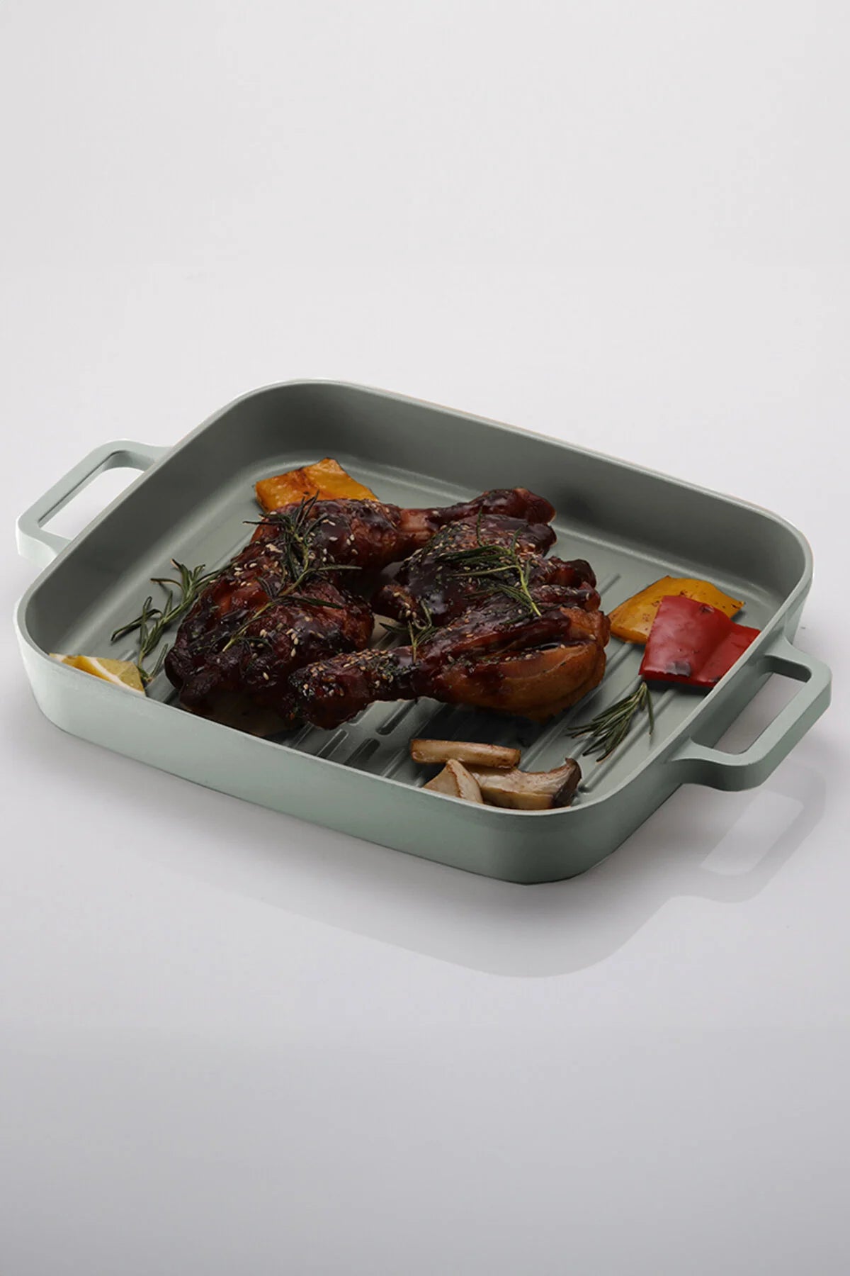 Prima Nova Fika Dikdörtgen Aluminyum Grill Tava 28Cm Gri