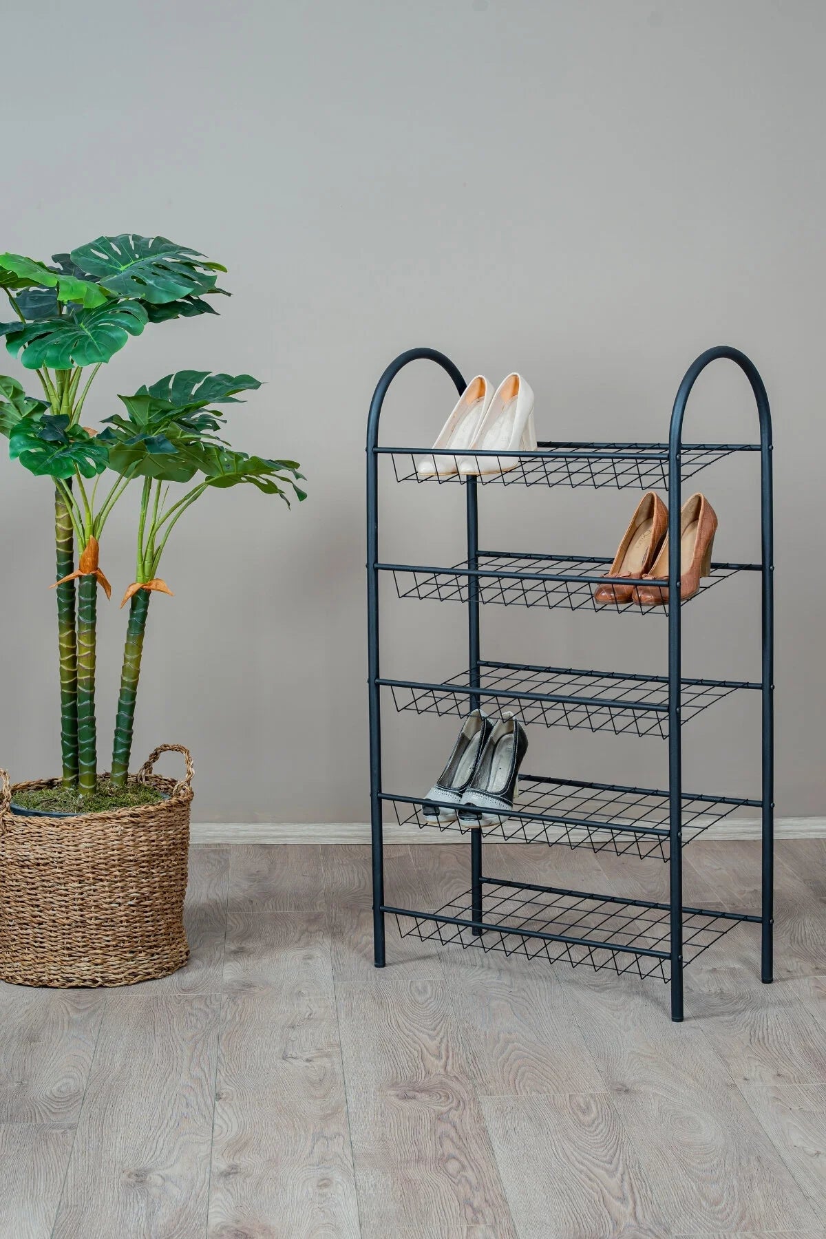 5 Katlı Metal Ayakkabılık, Geniş Kapasiteli Tel Raf Ayakkabı Düzenleyici, Düzenleyici Raf