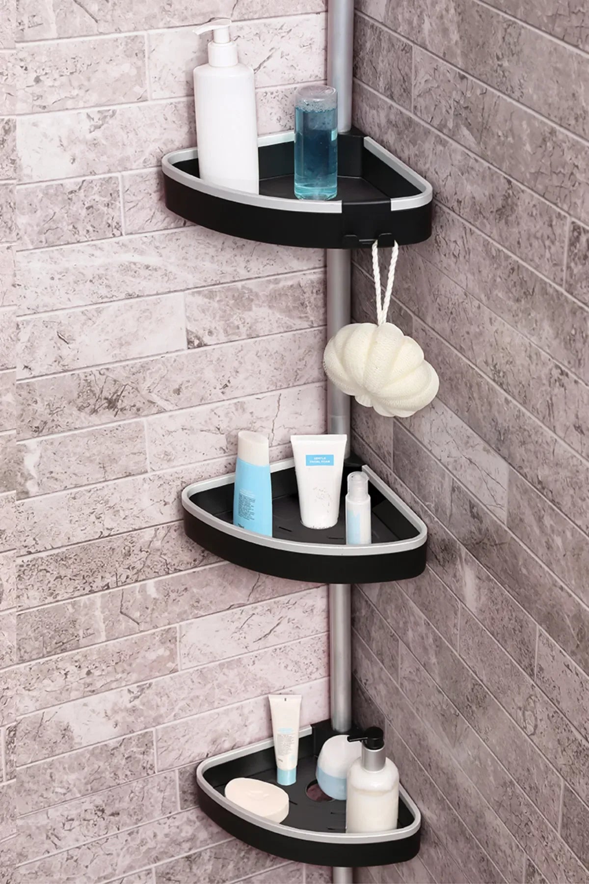 Venta Banyo Köşe Rafı Paslanmaz Aluminyum Borular - Siyah