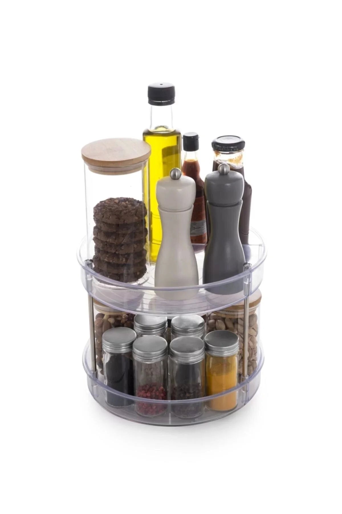 Elpida Iki Katlı Döner Raf - Şeffaf