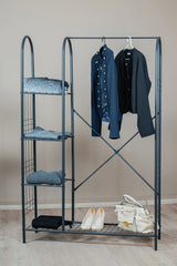 Çok Amaçlı Ayaklı Askılık 5 Raflı Elbise Standı Yatak Odası Düzenleyici Portmanto