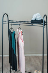 Metal Elbise Askılığı, Çift Raflı Ayakkabılıklı Modern Ayaklı Askılık, Yatak Odası Antre Portmanto