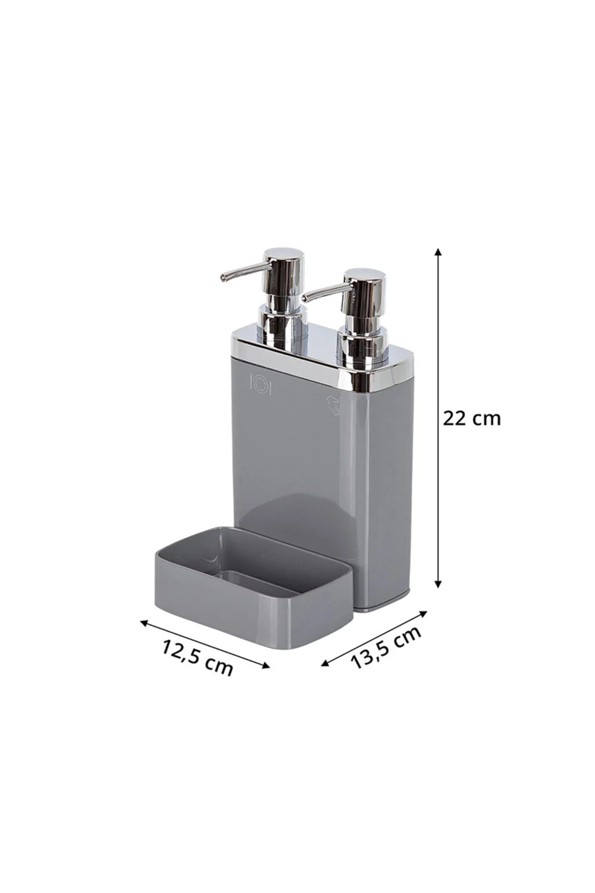 Viva 2'Li Süngerlikli Mutfak Sıvı Sabunluk Gri