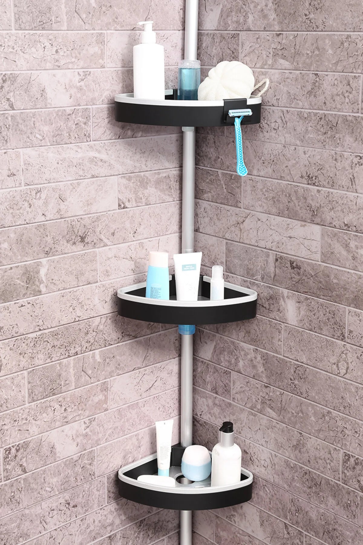 Venta Banyo Köşe Rafı Paslanmaz Aluminyum Borular - Siyah