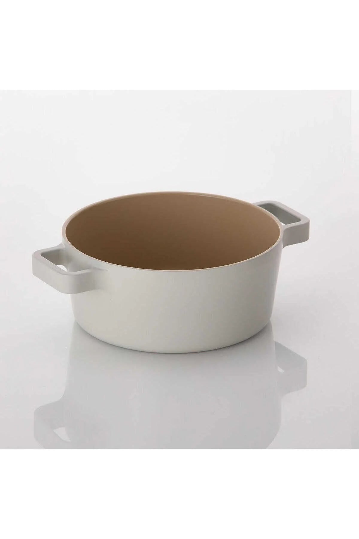 Fika Alüminyum Döküm Tencere Cam Kapaklı 18Cm, Bej