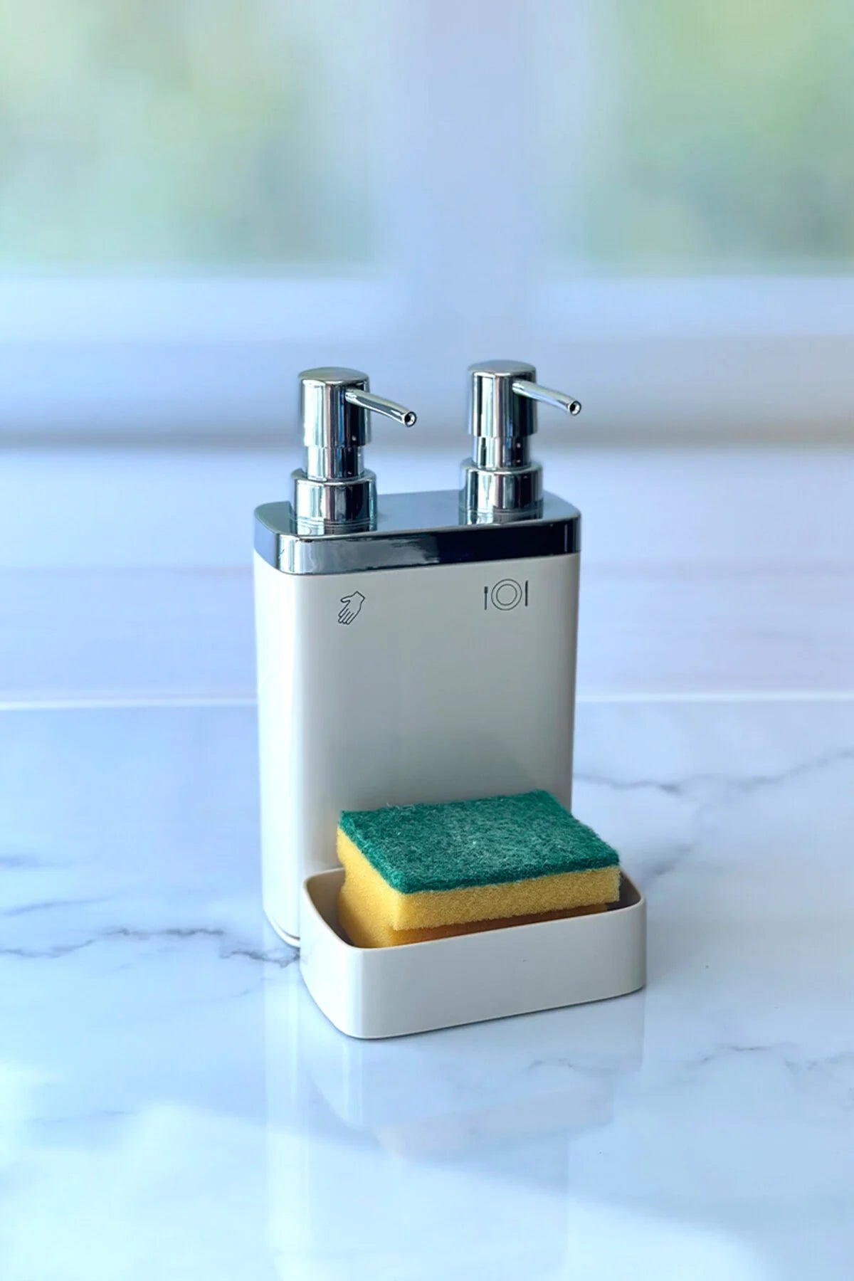 Viva 2'Li Süngerlikli Mutfak Sıvı Sabunluk Beyaz