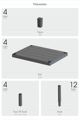 Çok Amaçlı 4 Katlı Antrasit Raf, Banyo Rafı, Mutfak Rafı, Saksılık