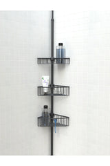 Paslanmaz Aluminyum 4 Raflı Yaylı Banyo Köşe rafı Siyah