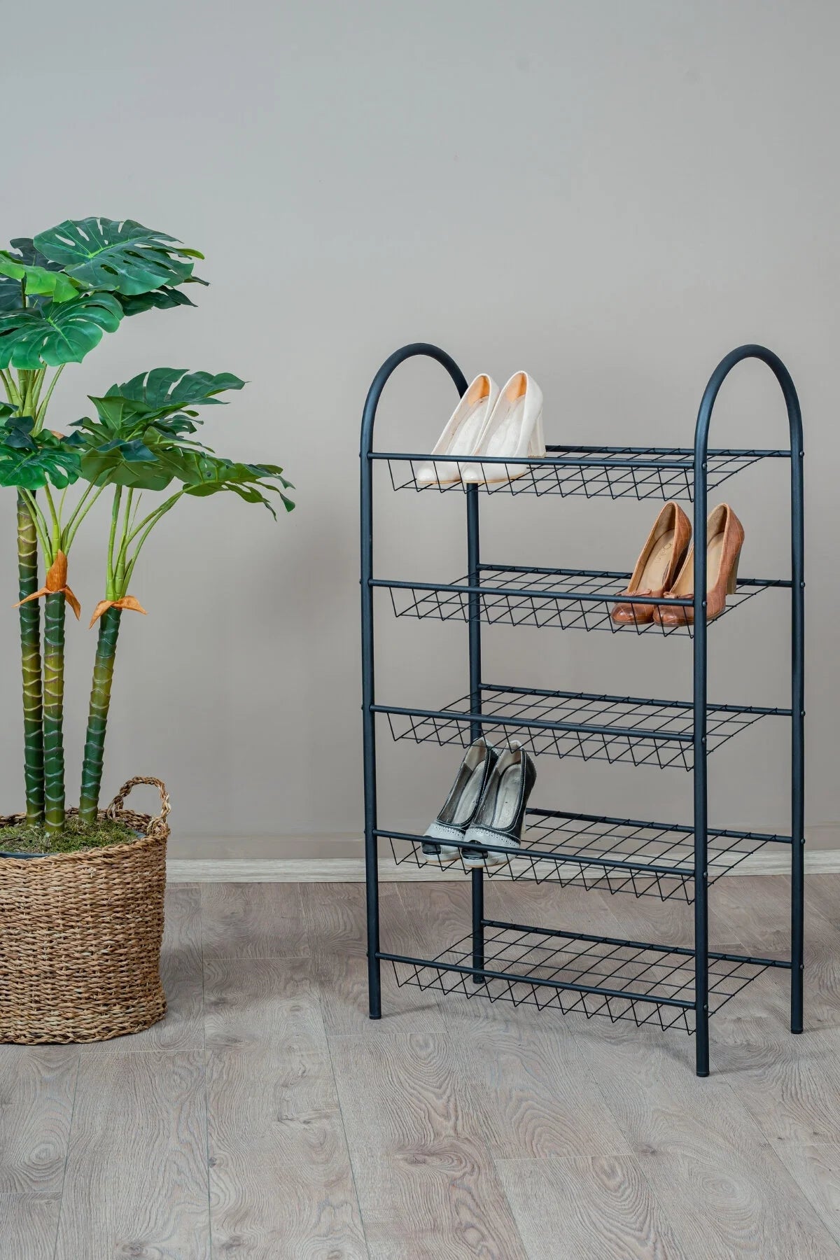 5 Katlı Metal Ayakkabılık, Geniş Kapasiteli Tel Raf Ayakkabı Düzenleyici, Düzenleyici Raf