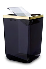 Toskana Banyo Seti / Şeffaf Siyah-Altın Çerçeve