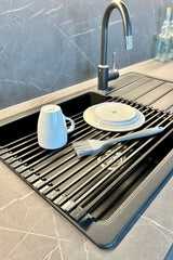 Lavabo Üstü Katlanabilen Bulaşıklık Paslanmaz Aluminyum - Siyah