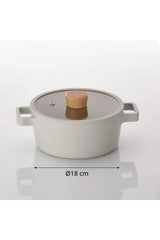 Fika Alüminyum Döküm Tencere Cam Kapaklı 18Cm, Bej