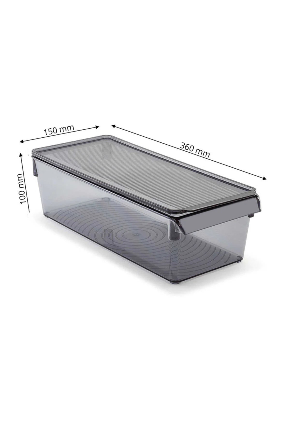 Kapaklı Banyo Mutfak Düzenleyici Raf Ps 360*150*100 Mm Şeffaf Siyah