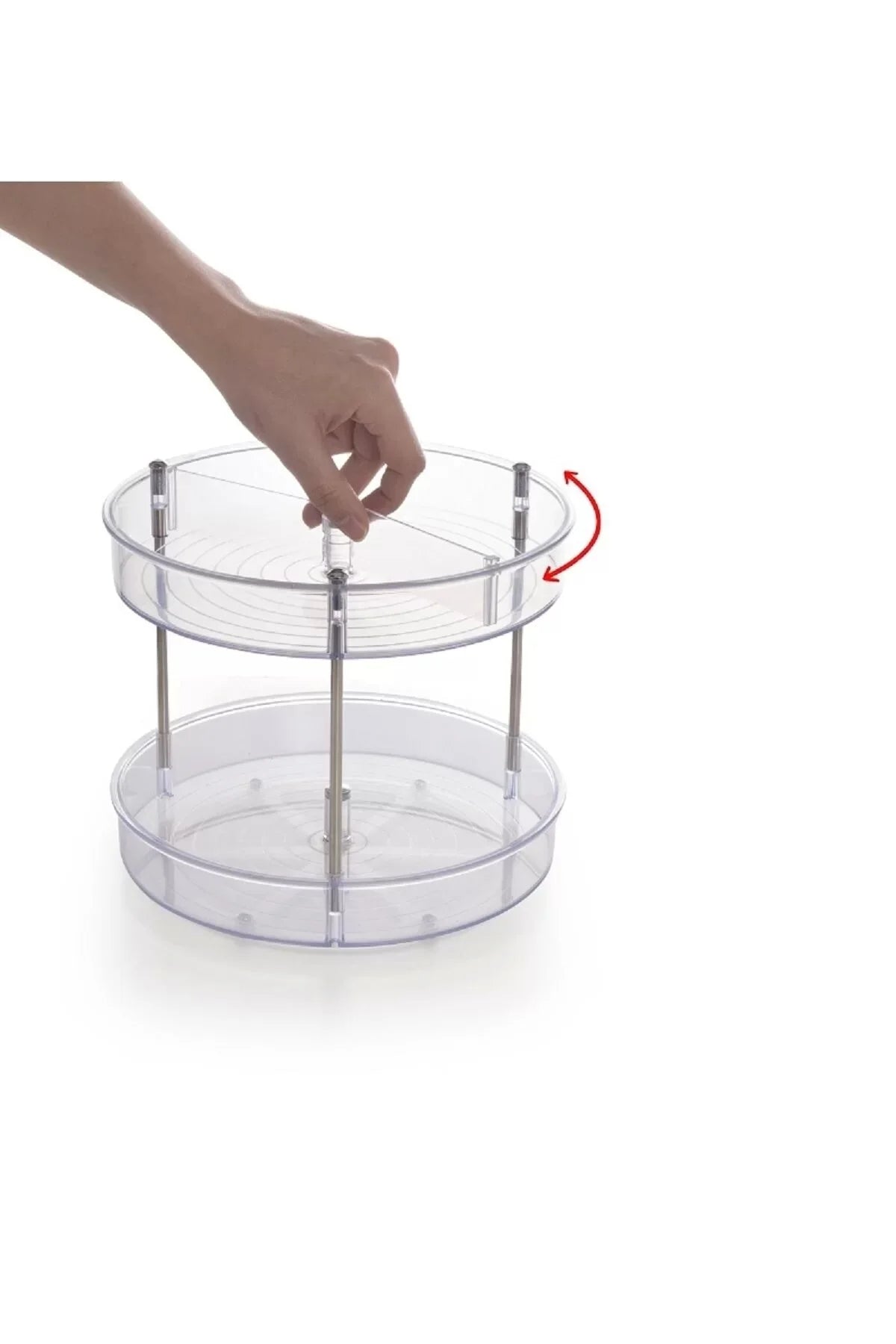 Elpida Iki Katlı Döner Raf - Şeffaf