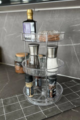 Elpida Üç Katlı Döner Raf Banyo Mutfak Makyaj Düzenleyici - Şeffaf