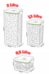 Manuel Pompalı 3 Parça Saklama Kabı Seti 2 lt + 1,3 lt + 0,5 lt