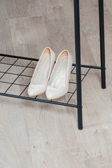 Metal Elbise Askılığı, Çift Raflı Ayakkabılıklı Modern Ayaklı Askılık, Yatak Odası Antre Portmanto