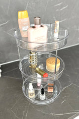 Elpida Üç Katlı Döner Raf Banyo Mutfak Makyaj Düzenleyici - Şeffaf