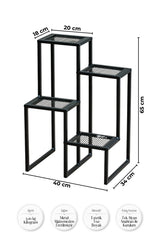 4 Katlı Kademeli Metal Çiçeklik, Modern Saksılık, Balkon ve Salon için Dekoratif Saksı Standı