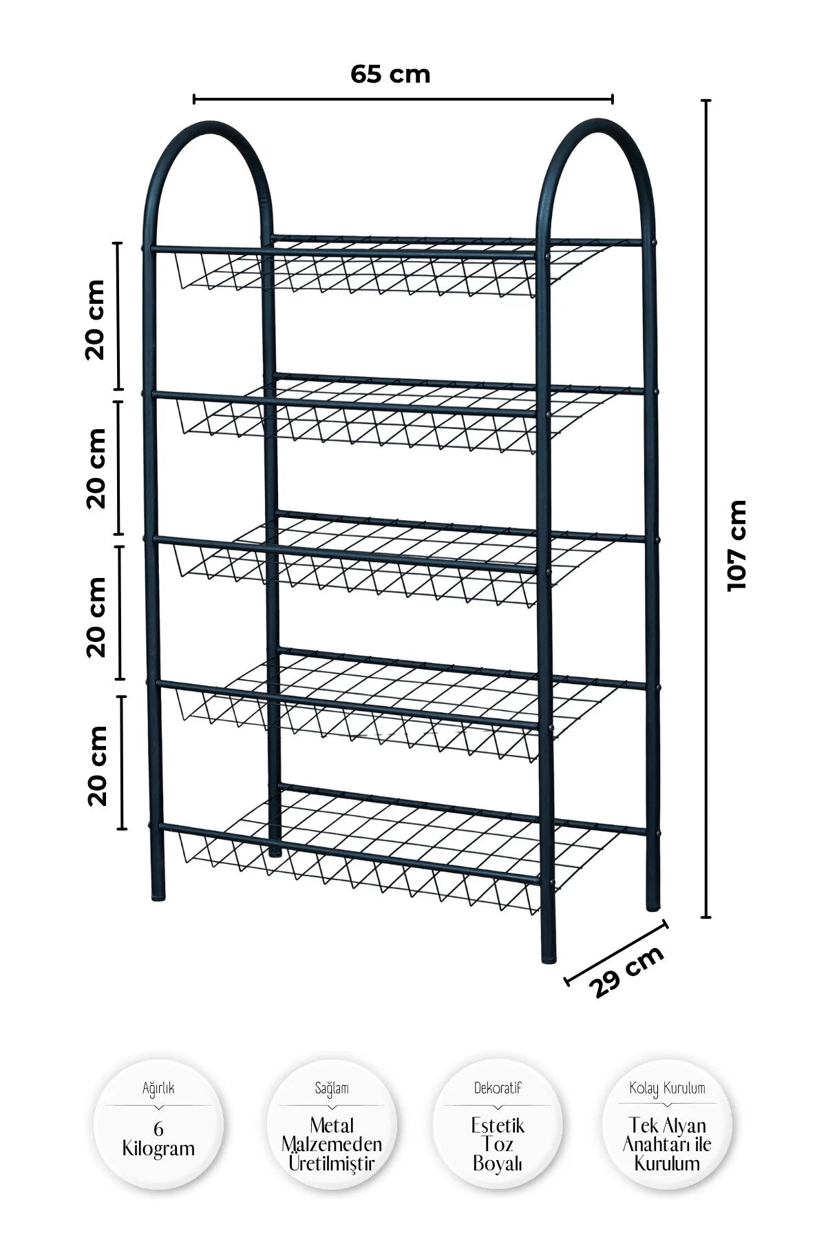5 Katlı Metal Ayakkabılık, Geniş Kapasiteli Tel Raf Ayakkabı Düzenleyici, Düzenleyici Raf