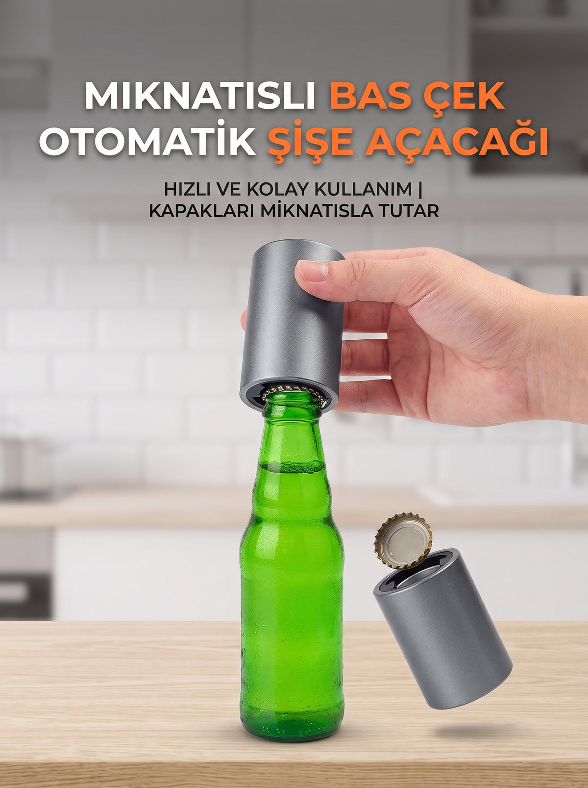 Evle Mıknatıslı Bas Çek Otomatik Şişe Açacağı Pratik Otomatik Profesyonel Kola Soda Şişe Açacağı