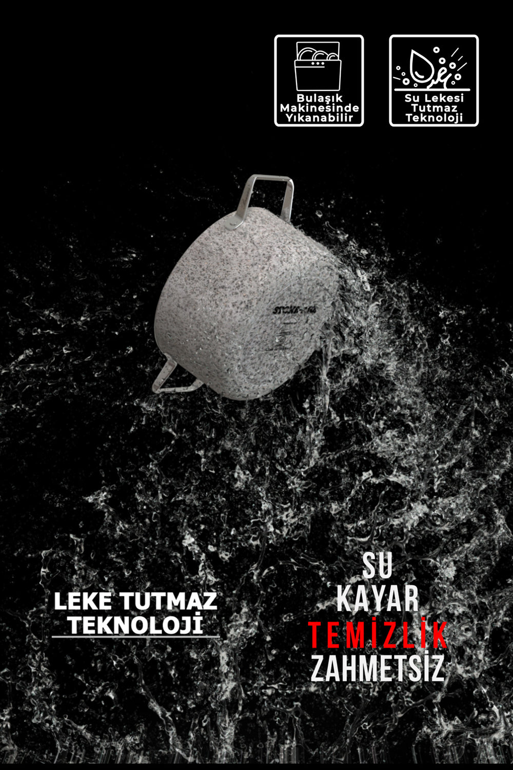 Stone-Age fırın tepsisi su kayar temizleme teknolojisi ile lekesiz görünüm